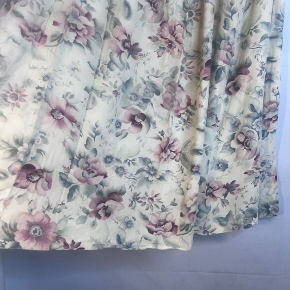 Lee David Vintage Cream Floral Cottage Core Midi Skirt Rayon Twee Coquette Sz LG - Picture 5 of 8